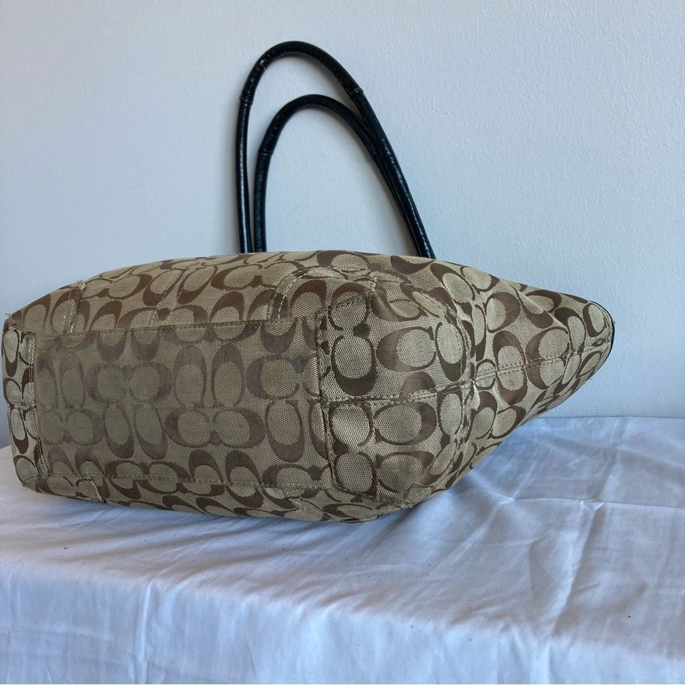 COACH Signature Bleecker Khaki Shoulder Bag Gallery Shopper Large Tote 14385 - Picture 4 of 9